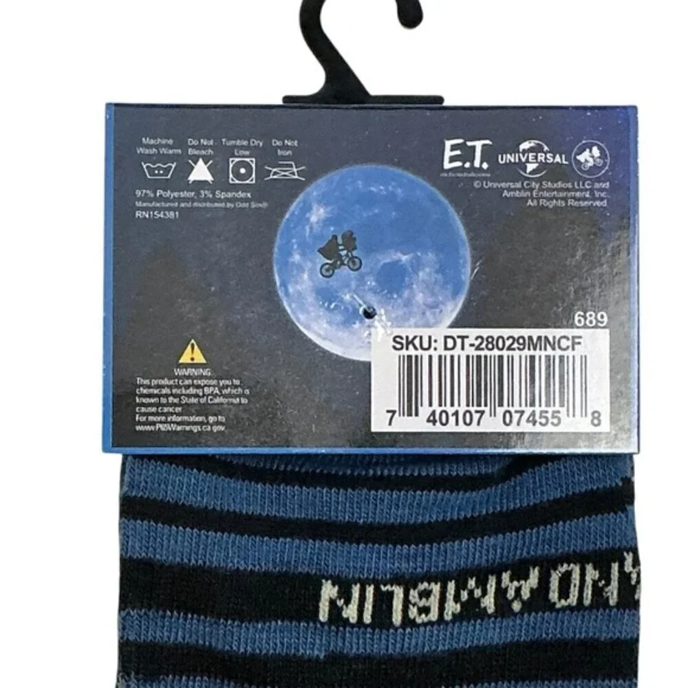 E.T. Crew Socks Mens Novelty Funny Print Black by Odd Sox Unisex OS Shoe 6-12